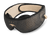 Three-quarter perspective of the grey Manta SOUND Sleep Mask Sundown Edition showing control buttons and a gold Manta Sleep logo.