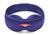 Front-facing studio view of the purple Manta Sleep Mask SILK, showing its smooth silk texture, ruched inner strap, and coral embroidered logo.