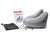 A grey Manta Travel Pillow displayed with its white product box and a black drawstring storage pouch.