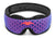 Front view of the Manta PRO Sleep Mask featuring a blue and red perforated mesh pattern, black trim, and an coral-red Manta Sleep logo.