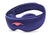 Three-quarter studio shot of the Manta SILK Sleep Mask in lustrous purple, featuring an embroidered coral logo and a ruched back strap section.
