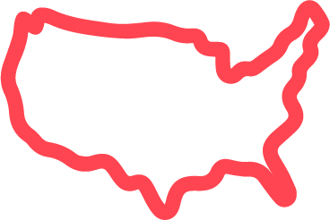 Red outline of the contiguous United States.