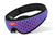 Three-quarter studio shot of the Manta PRO Sleep Mask with a blue and red mesh strap, black borders, and an coral-red Manta Sleep logo.